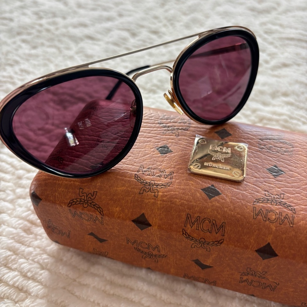 MCM Gold and Black Aviator Sunglasses - Picture 6 of 8